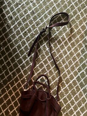 Brown Suede Shoulder Bag Grey Bandit